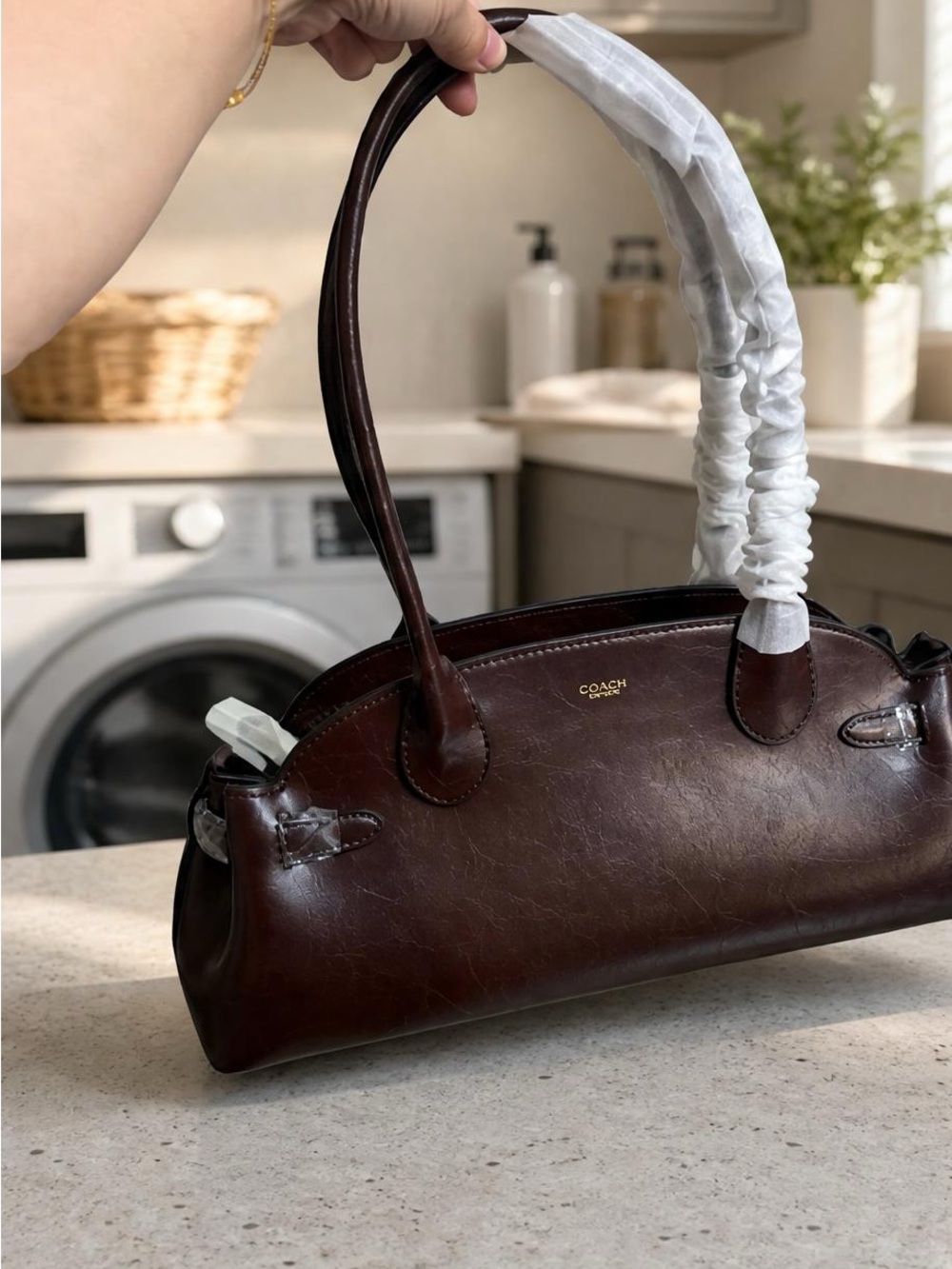 Coach Dark Brown Leather Top-Handle Shoulder Bag - Picture 2 of 6
